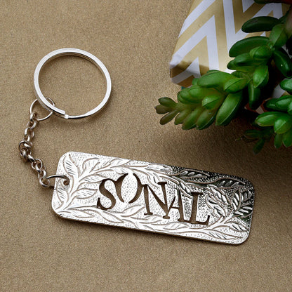 Personalised Two-Sided Leather Keychain – Maroon